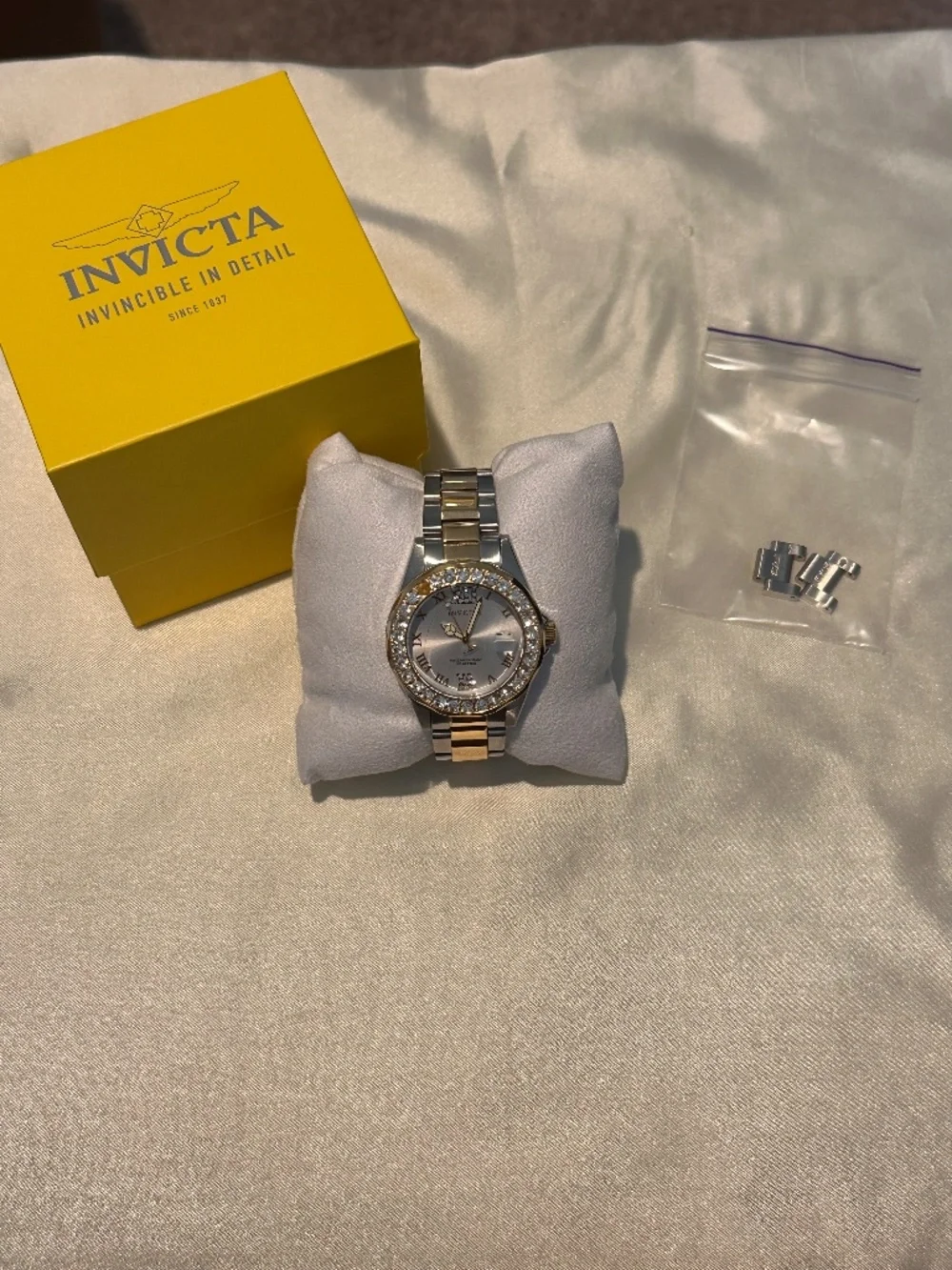 Invicta Angel 28481 Two Tone Crystal Watch Box Extra Links
